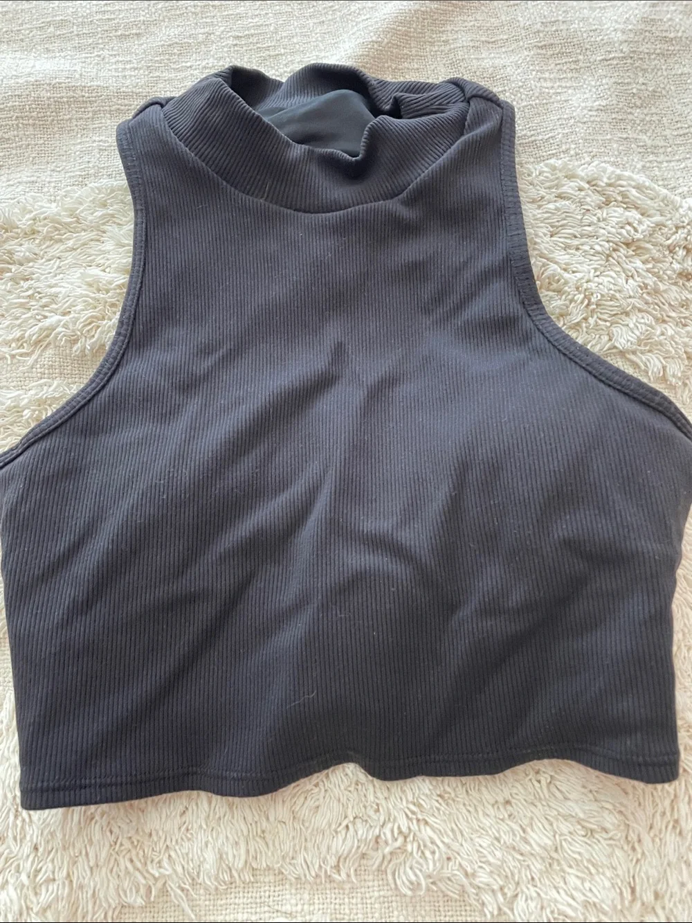 ALO Yoga Black Ribbed Racerback Crop Top goddess cropped size small